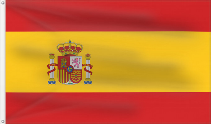 Bandera, con dos ojales metálicos y lado del asta reforzado: Spain Espagne España Spaniens Spagna