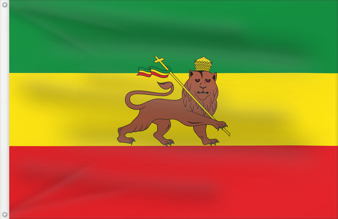 Drapeau, avec deux œillets métalliques et guindant renforcé : Ethiopia 1897-1936; 1941-1974 Dell Impero d Etiopia con al centro il Leone di Giuda