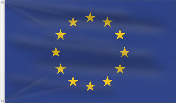 Bandiera, con due occhielli metallici e lato dell'asta rinforzato: Europe Europe is the flag and emblem of the European Union EU and Council of Europe CoE Européen est le symbole non seulement de l’Union européenne La Unión Europea consta de doce estrellas amarillas sobre fondo azul Die Europaflagge besteht aus einem