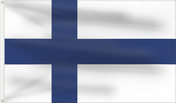 Flagge, mit zwei Metallösen und verstärktem Besatzband: Finland	Finlande	Finlandia	Finnland	Finlandese	Finlândia	Finlandii	علم فنلندا	Сцяг Фінляндыі	Национално знаме на Финландия	Finská vlajka	Finlands	Σημαία της Φινλανδίας	Finnlando	Soome lipp	پرچم فنلاند	Suomen	Fionlainne	Finnország	Finnlands	Finniae	Finnesc