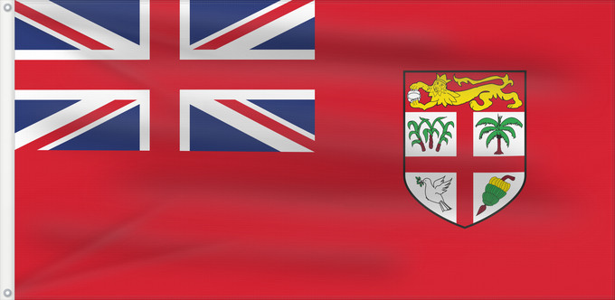 Bandera, con dos ojales metálicos y lado del asta reforzado: Civil Ensign of Fiji	Fiji - Civil Ensign	Fidji - Pavillon Civil	Fiyi - Pabellón Civil	Fidschi - Zivilschiffsflagge	Figi - Insegna Civile