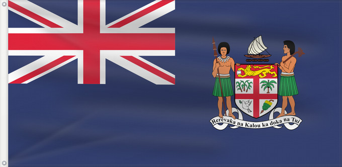 Flagge, mit zwei Metallösen und verstärktem Besatzband: Fiji 1924–1970 Fiji from 1924 to 1970 Fidji (1924–1970) Fiyi (1924–1970) Fidschi (1924–1970) Figi (1924–1970)