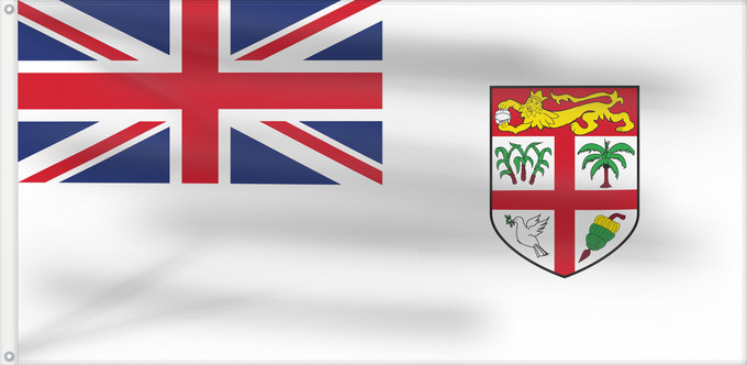 Bandera, con dos ojales metálicos y lado del asta reforzado: Naval Ensign of Fiji