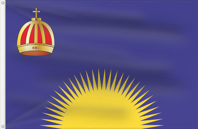 Bandera, con dos ojales metálicos y lado del asta reforzado: United Tribes of Fiji 1867-1869	United Tribes of Fiji  1867-1869	Tribus unies des Fidji (1867-1869)	Tribus Unidas de Fiyi (1867-1869)	Vereinigte Stämme von Fidschi (1867-1869)	Tribù Unite delle Fiji (1867-1869)