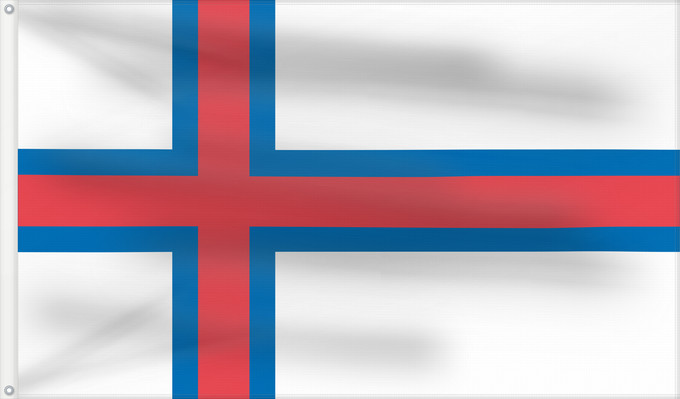 Flag, with two metal eyelets and reinforced hoist: Faroe Islands îles Féroé Islas Feroe Färöer Fær Øer Faeröereilanden Das Ilhas Feroé Wysp Owczych Национално знаме на Фарьорските острови Faerských ostrovů Færøernes Σημαία των Φερόων Νήσων La Ferooj Fääri saarte lipp Faroeetako bandera Färsaarten Merkið,