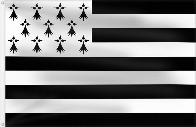 Flagge, mit zwei Metallösen und verstärktem Besatzband: Brittany	The Gwenn-ha-du, flag of Brittany	Le Gwenn-ha-du, drapeau de la Bretagne	Spaniel Bretón	Bretagna	Ar Gwenn-ha-du, banniel Breizh