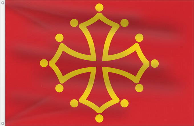 Flagge, mit zwei Metallösen und verstärktem Besatzband: Midi-Pyrénées