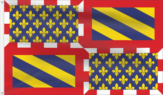 Flag, with two metal eyelets and reinforced hoist: Ancient Flag of Burgundy Ancien de la Bourgogne Bandera antigua de Borgoña Burgund (historisch) Antica bandiera della Borgogna