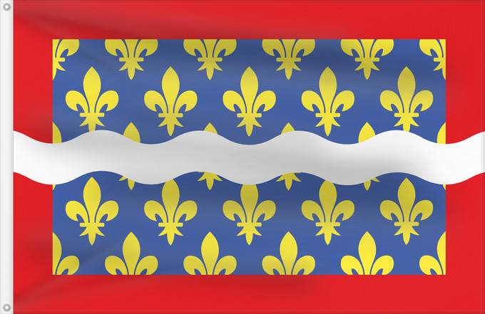 Bandera, con dos ojales metálicos y lado del asta reforzado: Fr département Cher Cher Département du Cher Banniel departamant ar Cher