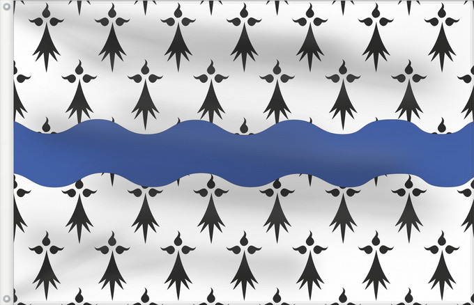 Flag, with two metal eyelets and reinforced hoist: Fr département Loire-Atlantique Loire-Atlantique Loira Atlántico Loira Atlantico Banniel departamant al Liger-Atlantel