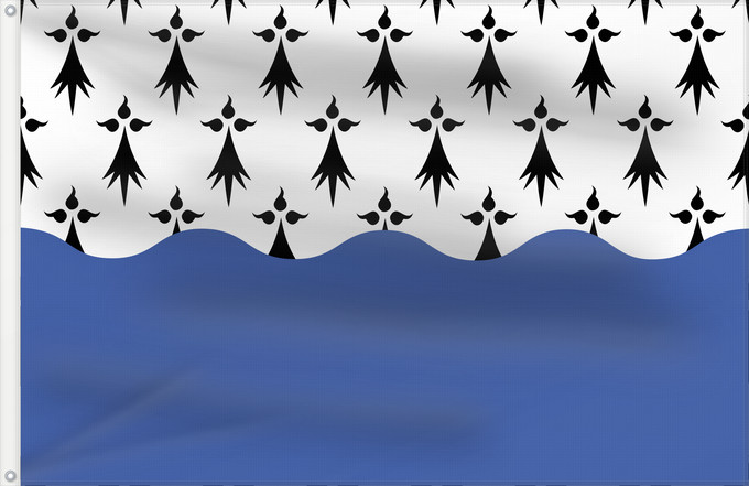 Bandera, con dos ojales metálicos y lado del asta reforzado: Fr département Morbihan	Morbihan, Brittany, France	Département du Morbihan, Bretagne, France	Departamento de Morbihan, Bretaña, Francia	Morbihan	Banniel departamant ar Mor-Bihan