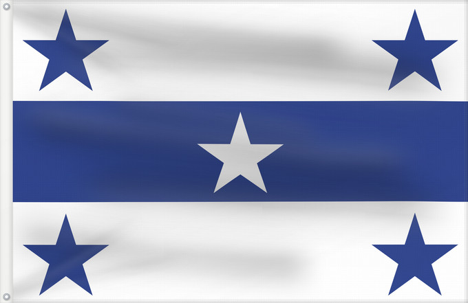 Flag, with two metal eyelets and reinforced hoist: Gambier Islands Gambier Islands, part a French Polynesia îles Gambier, blanc et bleu azur Islas Gambier Gambierinseln Isole Gambier Van de Frans Polynesische Gambiereilanden