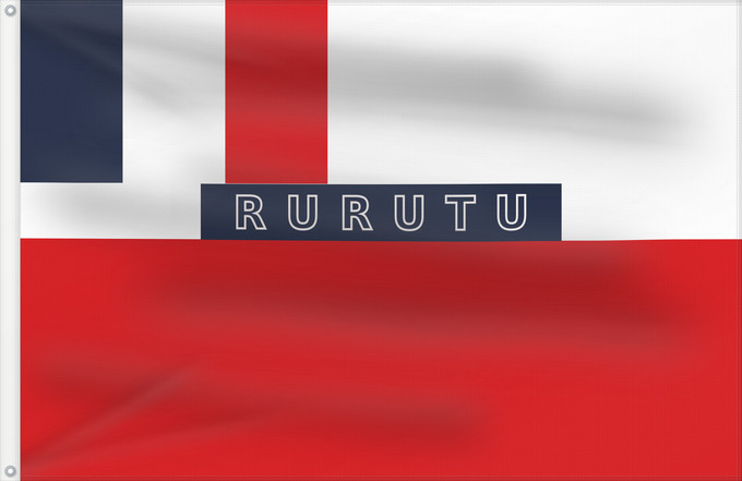Flag, with two metal eyelets and reinforced hoist: Kingdom of Rurutu  1889-1900	Kingdom of Rurutu as a French protectorate from 1889 to 1901	Royaume de Rurutu (1889-1901)	Reino de Rurutu (1889-1901)	Königreich Rurutu (1889-1901)	Regno di Rurutu (1889-1901)