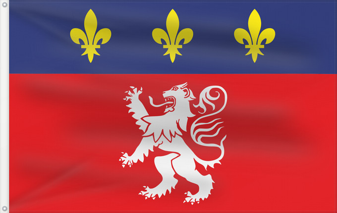 Flagge, mit zwei Metallösen und verstärktem Besatzband: Lyonnais	French province of Lyonnais	Lionese	Lionés