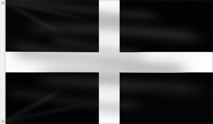 Bandera, con dos ojales metálicos y lado del asta reforzado: Cornwall	Saint Piran s Flag, Flag of Cornwall	Saint Piran, Drapeau des Cornouailles	Cornualles	Cornovaglia	Cornwealla fana	Banniel Sant Piran	Cernyw	Chorn	Peran, Baner Kernow	Cornubiae