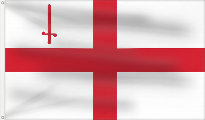 Flag, with two metal eyelets and reinforced hoist: City of London	City of London  the  Square Mile	Londres	London	Флаг Лондонского Сити