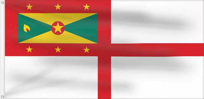 Flagge, mit zwei Metallösen und verstärktem Besatzband: Naval Ensign of Grenada