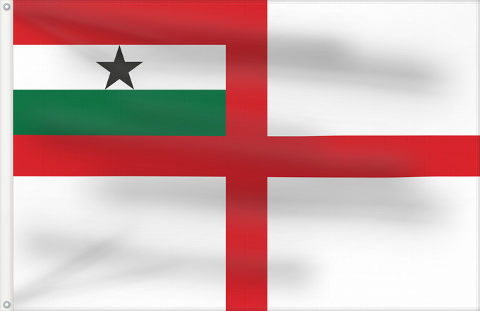Flag, with two metal eyelets and reinforced hoist: Naval Ensign of Ghana 1964-1966
