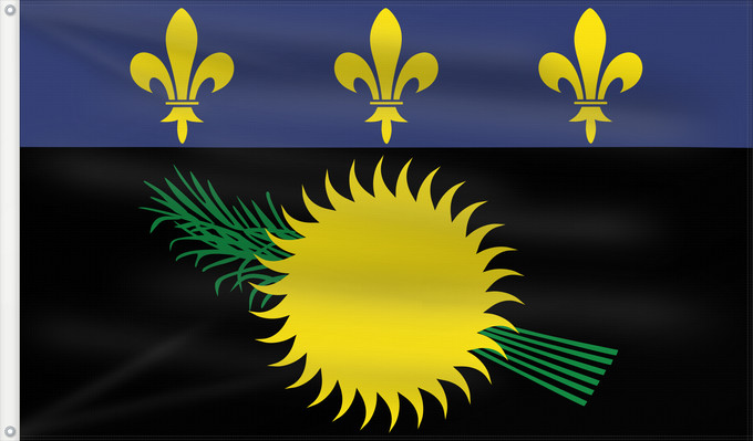 Drapeau, avec deux œillets métalliques et guindant renforcé : Unofficial flag of Guadeloupe  local	Unofficial local flag of Guadeloupe	Guadeloupe	Guadalupe. Uso no oficial	Guadalupa