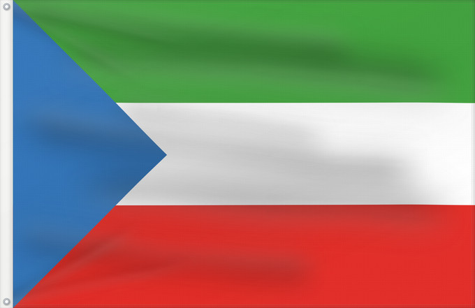 Bandera, con dos ojales metálicos y lado del asta reforzado: Equatorial Guinea  without coat of arms	Equatorial Guinea without coat of arms	Guinée équatoriale (sans blason)	Guinea Ecuatorial (sin escudo de armas)	Äquatorialguineas ohne Wappen	Guinea Equatoriale (senza stemma)