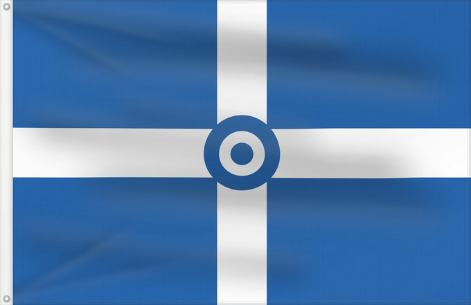 Bandera, con dos ojales metálicos y lado del asta reforzado: Hellenic civil air ensign