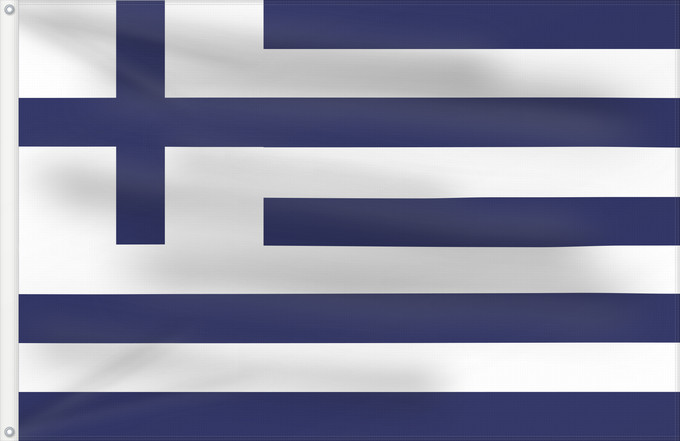 Bandera, con dos ojales metálicos y lado del asta reforzado: Merchang Navy of Greece flag  1822-1828	Supposed Merchant Navy Ensign of Greece  1822-1828	Angebliche Handelsflagge Griechenlands, 1822-28	Υποτιθέμενη Σημαία του εμπορικού ναυτικού τυς Ελλάδας