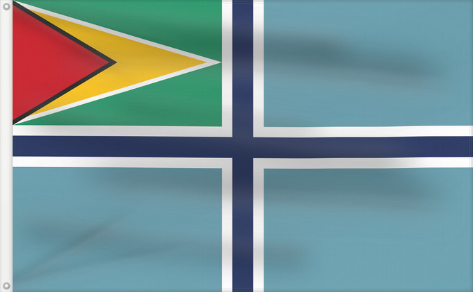 Flagge, mit zwei Metallösen und verstärktem Besatzband: Civil Air Ensign of Guyana