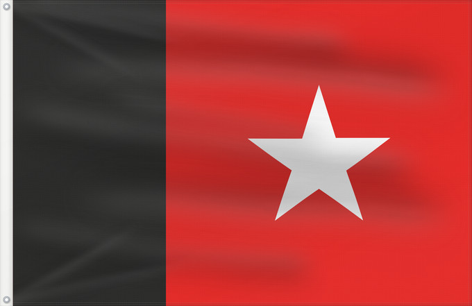 Flagge, mit zwei Metallösen und verstärktem Besatzband: Republic of Independent Guyana  1887-1904	Republic of Independent Guyana between 1887 - 1904	République indépendante de Guyane  1887-1904	República Independiente de Guayana (1887-1904)	Republik Unabhängiges Guyana (1887-1904)	Repubblica Indipendente della