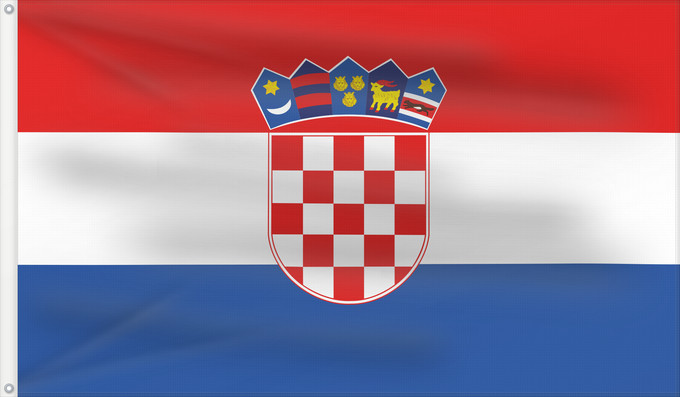 Drapeau, avec deux œillets métalliques et guindant renforcé : Croatia at the UN	Republic of Croatia at the UN	Croatie à l'ONU (ratio 3:5, usage intérieur)	Croacia en la ONU (proporción 3:5, uso interior)	Kroatien bei der UN (3:5 Verhältnis, Innengebrauch)	Croazia all'ONU (rapporto 3:5, uso interno)	Republike Hrvatsk