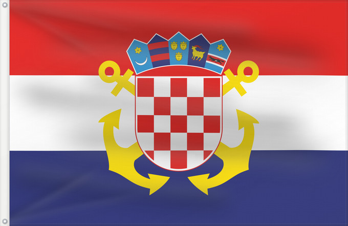 Bandera, con dos ojales metálicos y lado del asta reforzado: Naval Ensign of Croatia