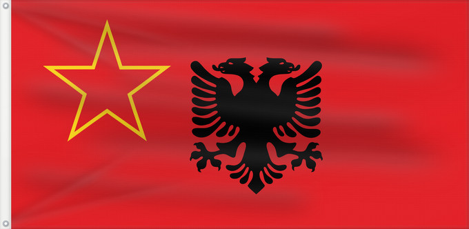 Flag, with two metal eyelets and reinforced hoist: SFR Yugoslav Albanian Minority	Image by User R-41 of the flag of the Albanian Minority of Kosovo in the Socialist Federal Republic of Yugoslavia	Minorité albanaise de la RSFS de Yougoslavie	Minoría albanesa de la RFS de Yugoslavia	Albanische Minderheit de