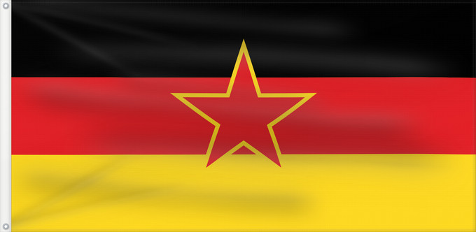 Flag, with two metal eyelets and reinforced hoist: SFR Yugoslav German Minority Image by User R-41 of the former Yugoslav German minority flag Minorité allemande yougoslave (ancienne) Minoría alemana yugoslava (anterior) Jugoslawiendeutsche Minderheit (ehem.) Minoranza tedesca jugoslava (ex)