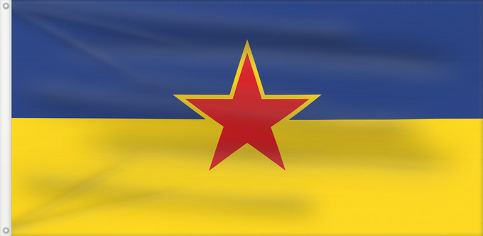 Flag, with two metal eyelets and reinforced hoist: SFR Yugoslav Ruthenian and Ukrainian Minority Image by User R-41 of the former Yugoslav Ruthenian and Ukrainian minority flag Minorité Ruthène et Ukrainienne Yougoslave (ancienne) Minoría Rutena y Ucraniana Yugoslava (anterior) Jugoslawische Ruthenische u