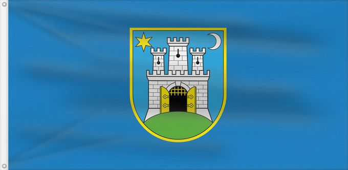 Bandera, con dos ojales metálicos y lado del asta reforzado: Zagreb	Zagreb, Croatia