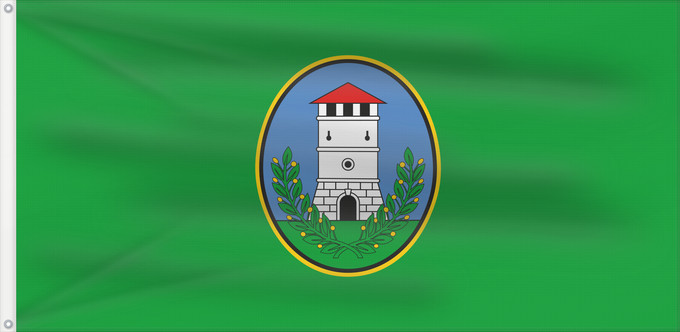 Bandera, con dos ojales metálicos y lado del asta reforzado: Lovrana	Municipality of Lovran	Municipalité de Lovran	Municipio de Lovran	Gemeinde Lovran	Comune di Laurana	Općine Lovrana	Občine Lovrana