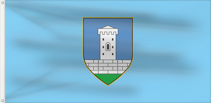 Bandera, con dos ojales metálicos y lado del asta reforzado: Tinjana Municipality of Tinjan Municipalité de Tinjan Municipio de Tinjan Gemeinde Tinjan Comune di Antignana Općine Tinjana Občine Tinjana