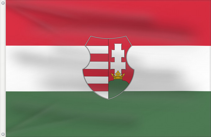 Flagge, mit zwei Metallösen und verstärktem Besatzband: Hungary 1946-1949, 1956-1957 Hungary from mid/late 1946 to 20 August 1949 and from 12 November 1956 to 23 May 1957 Hongrie (1946-1949, 1956-1957) Hungría (1946-1949, 1956-1957) Ungarn (1946-1949, 1956-1957) Ungheria (1946-1949, 1956-1957) Magyarország zá