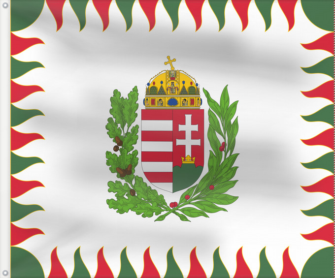 Flag, with two metal eyelets and reinforced hoist: War Flag of Hungary Colour for brigades Oficiala milita armea flago de Hungario 1990 M