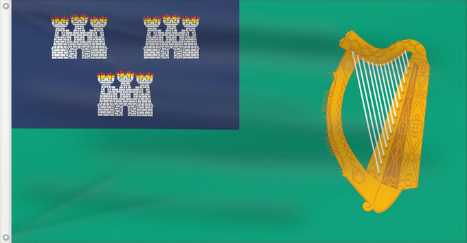 Drapeau, avec deux œillets métalliques et guindant renforcé : IRL Dublin	Dublin City, Ireland