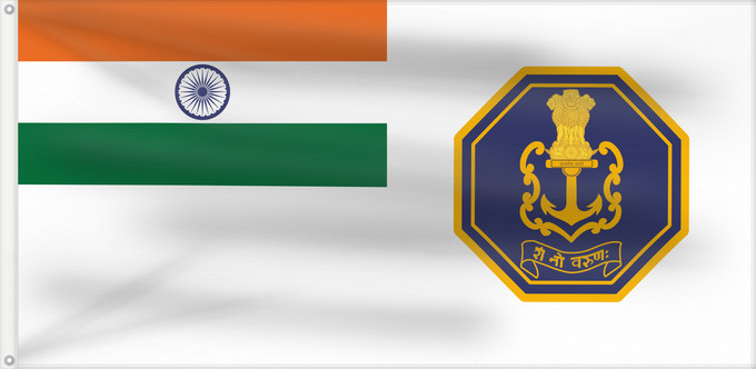 Drapeau, avec deux œillets métalliques et guindant renforcé : Naval Ensign of India