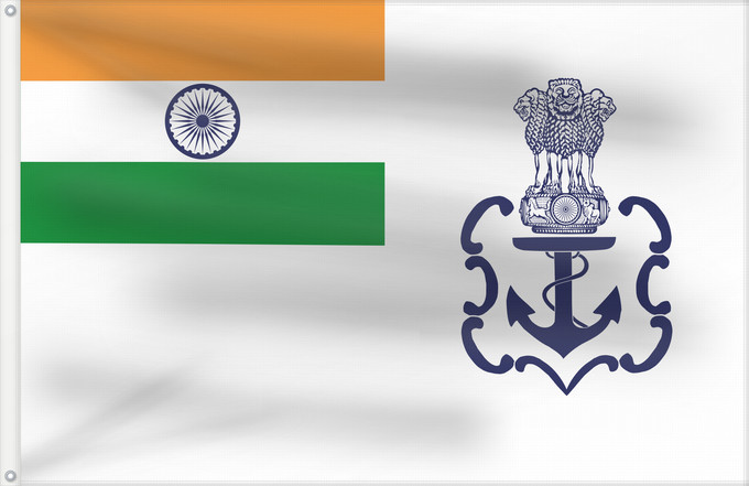 Drapeau, avec deux œillets métalliques et guindant renforcé : Naval Ensign of India 2001 04