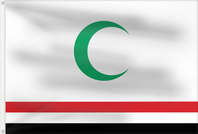 Drapeau, avec deux œillets métalliques et guindant renforcé : AFlagforIraq2	The widely-ridiculed blue and yellow on white 2004 Iraqi flag proposal