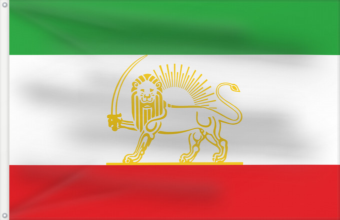 Flag, with two metal eyelets and reinforced hoist: State Flag of Iran  1924	Persia as shown in Nouveau Petite Larousse Illustré	Iran (1924)	Irán (1924)