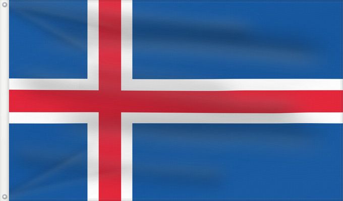 Drapeau, avec deux œillets métalliques et guindant renforcé : Iceland	L Islande	Islandia	Island	Islanda	IJsland	Islandii	Сцяг Ісландыі	আইসল্যান্ডের পতাকা	Banniel Island	Gwlad yr Iâ	Islands	Islando	Islandi lipp	Íslands	Izland	Íslenski fáninn	Islandiae	Islands flagg	Det islandske flagget	Þjóðfáni Íslands	Флаг Исландии