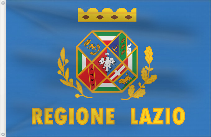 Bandera, con dos ojales metálicos y lado del asta reforzado: Lazio Latium Lacio