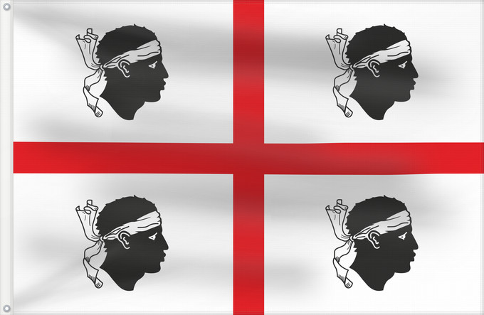Bandera, con dos ojales metálicos y lado del asta reforzado: Sardinia, Italy Italian autonomous region Sardinia Sardinia Regione autonoma italiana Sardegna Sa regione autònoma de sa Sardinna