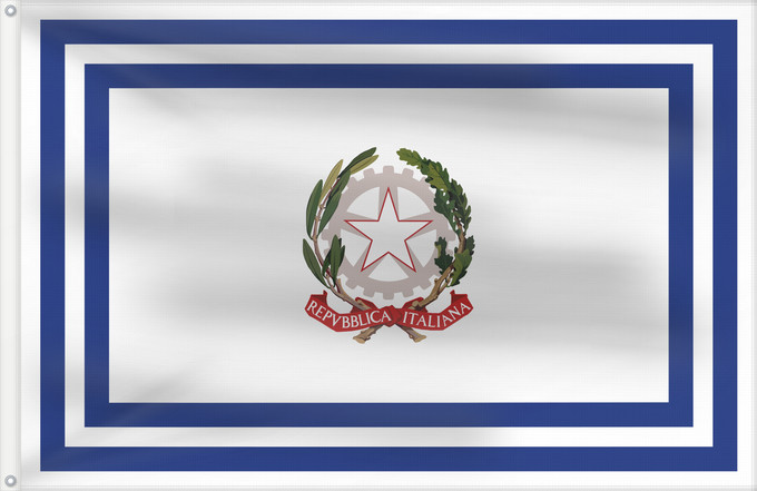 Flag, with two metal eyelets and reinforced hoist: Civil authority of Italy Italian civil authority Autorité civile de l'Italie Autoridad civil de Italia Zivilbehörde Italiens Distintivo delle autorità civili
