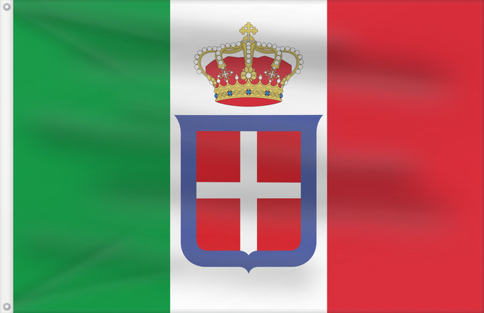 Flag, with two metal eyelets and reinforced hoist: Italy  1861-1946  crowned	It is easy to put a border around this flag image	Italie (1861-1946) (couronnée)	Italia (1861-1946) (coronada)	Italien (1861-1946) (bekrönt)	Italia (1861-1946) (incoronata)