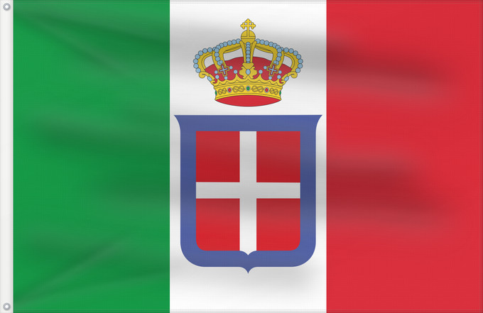 Flag, with two metal eyelets and reinforced hoist: Italy 1861-1946 crowned alternate It is easy to put a border around this flag image Italie (1861-1946) couronnée alternative Italia (1861-1946) coronada alternativa Italien (1861-1946) gekrönt alternativ Italia (1861-1946) coronata alternativa