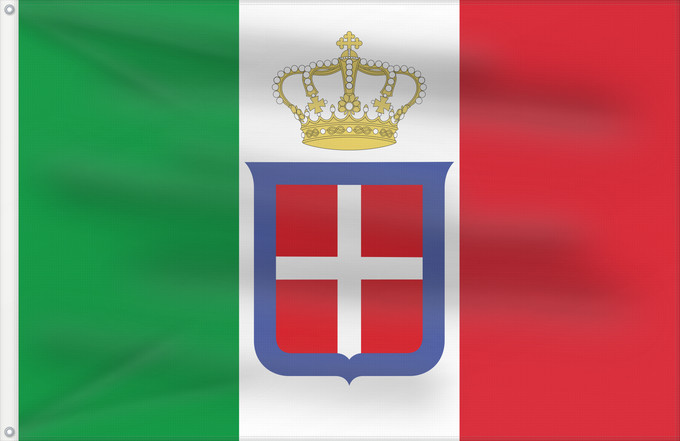 Flag, with two metal eyelets and reinforced hoist: Italy 1861-1946 crowned simplified It is easy to put a border around this flag image Italie (1861-1946) couronnée simplifiée Italia (1861-1946) coronada simplificada Italien (1861-1946) gekrönt vereinfacht Italia (1861-1946) coronata semplificata
